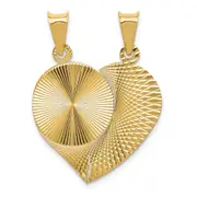 14k Yellow Gold Polished 2 Piece Break Apart Heart and Circle Pendant