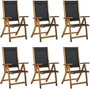 Garden Chair Folding Garden Chairs 6 pcs Solid Wood Acacia and Textilene Patio Seating