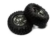Tamiya RC Model Rock Block Tires with Tapered 6 Spoke Wheels (CC01) 54483