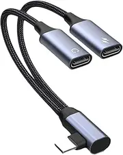 USB C Splitter - Double USB C Female Splitter Adapter | 2 in 1 USB C Headphone and Charger Adapter | Type C Audio Adapter Cable | Type C Splitter | Headphone and Charger Adapter for Men Women