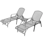 Sun Loungers Day Bed Outdoor Setting with Table 2 Pcs Steel Anthracite vidaXL