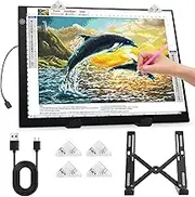 Zocelight A4 Light Pad for Diamond Art Kits for Adults,0.2" Ultra Thin Light Board with Stand and Clip for Diamond Painting Accessories,3 Levels Dimming Light Box for Drawing,Sketching,Animation
