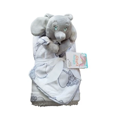Disney Dumbo Gray White Sherpa Baby Blanket & Lovie 2 Piece Set NWT