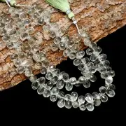 Natural Green Amethyst Faceted Teardrop Beads 7x10-8x11mm Amethyst Beads 8 Inch