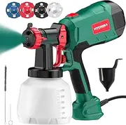 HYCHIKA Paint Gun 600W, HVLP Paint Gun with 1200ml Container, 4 Nozzles, 3 Modes and 2 Cleaning Tools, Ideal for Spraying Furniture, Fences, Walls, DIY