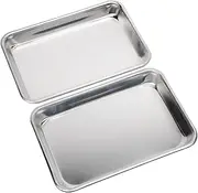 KITCHENATICS Premium Toaster Oven Pan Nonstick Set of 2, 1/8 Sheet Pan for Baking, Small Cookie Sheet Tray, Durable Small Baking Trays for Oven, Aluminum Baking Sheet, Toaster Oven Tray, 9.5 x 6.5 IN