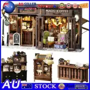 DIY Vintage Magics Coffee House Dollhouse Miniature Kit with Dust Cover&LED✅