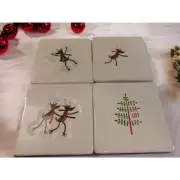 St. Nicholas Square "Reindeer Games" Set of Four Coasters In Original Box