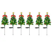 6pcs Solar Christmas Tree Lights Water Resistant Outdoor LED Lights for Garden Pathway Lawn Decor