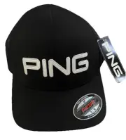 Adult Flex Fit Size S/M Ping Tour Structured Golf Hat NWT Black Authentic Cap