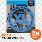 D'Addario EJ21 Electric Guitar Strings JAZZ XL Nickel Wound 12-52 Light