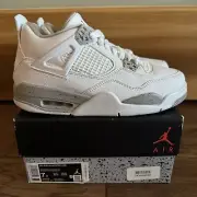 Nike Air Jordan 4 Retro White Oreo GS 7Y Womens 8.5 DJ4699-100 Tech Grey Red NEW
