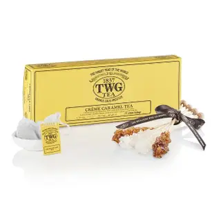 【TWG Tea】焦糖奶油紅茶包禮物組(焦糖奶油 南非國寶茶 15包/盒+茶碟+茶棒糖)