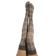 KIX'IES Lori: From Backroads to Boardrooms, Tan/Black Plaid Thigh Highs ALL SIZE