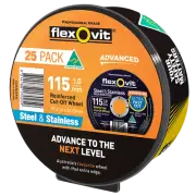 Flexovit 115 x 1.0 x 22.23mm Black Metal Cut Off Wheel - 25 Pack