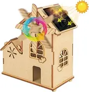 STEM Solar Windmill House Puzzle 丨3D Wooden Model Craft Kit,DIY Educational Science Building Toy & Renewable Energy Learning Project for Kids Ages 8-12