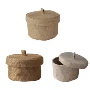 Jute Storage Basket Desktop Hand-Woven Baskets Needle Thread Bag Container