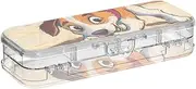 Yoogain Dog Digging Bones Pencil Storage Box Clear 2 Layer Pens Cases For Stationery Supplies With Snap-Tight Lid
