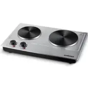 Portable 2-Burner 7.4 In. Silver Electric Hot Plate Countertop Burner