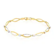 9ct Yellow Gold 19CM Diamond Bracelet