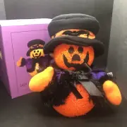 Light Up Halloween Pumpkin Orange Melted Plastic Popcorn With Hat & Cape 8"