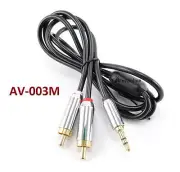 3ft Mobile-Type Stereo 3.5mm (1/8") Male to 2-RCA Male Flexible Audio Cable