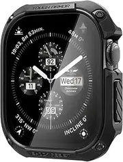SPIGEN Tough Armor for Apple Watch Series 10 46mm Case, Built-in 9H Tempered Glass Screen Protector, PC TPU Dual Layered Protection Precise Cutouts Heavy Duty Hard Raised Edge Cover - Black