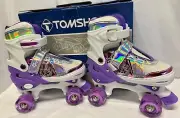 TOMSHOO Roller Skates for Girls, Light Up Wheels, Size Med,Big Kid (13C-3)
