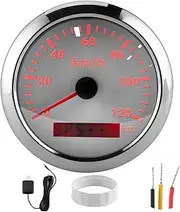 XTevu GPS Speedometer, 85mm Odometer Gauge Digital Tachometer Compatible with Boat Motorcycle Car, 120KM H Navigation Sensor Marine Display (白いダイヤル)