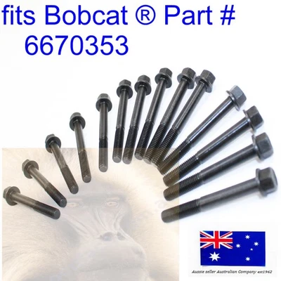 fits 14 x Bobcat Engine Cylinder Head Bolt Kubota D722 6670353 E19 E20 E20Z 418