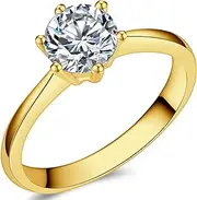 [Jude Jewelers] Size 3-13 1.0 Carat Classical Stainless Steel Solitaire Wedding Engagement Proposal Statement Ring