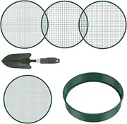 Fxvhojq Soil Sifter 11.8inch Metal Garden Sieve with 4 Interchangeable Filter Mesh Sizes 3/6/9/12mm Multifunctional Dirt Sifter Portable Reusable Soil Sieve Gardening Tools with Shovel for Sand Rocks