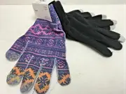 LAILA ROWE Multi Color Touch Gloves "one-size 2 Pairs" 1 Black 1 Multi colors