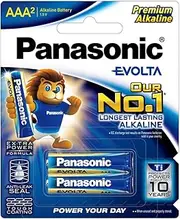 Panasonic Evolta AAA Premium Alkaline Batteries, 2-Pack (LR03EG/2B)
