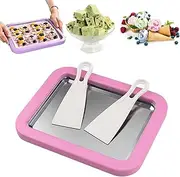 Petrus Ice Cream Tray, petrus ice cream maker, rolled ice cream maker, instant cold plate with 2 scrapers, rolled ice cream machine, DIY Mini Ice Cream Plate Maker Sweet Roller Pan (D)