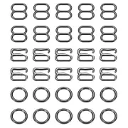 60 Pcs 8mm Bra Strap Hooks, Alloy Adjustment Slide Bra Strap Clips, Black