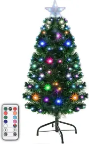 Prelit Artificial Christmas Tree, 4 Foot Pine Xmas Tree with Multi Function Chan