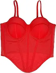 [Jueshanzj] Waist Bandeau Corset Halter Top Fishbone Backless Women