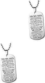 [LIFKOME] 2pcs Stainless Steel Pendant Necklace Tag to My Son Boys Necklace and Elegant Random