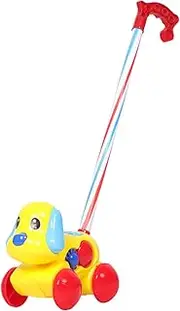 Dog Push Car with Bell Fun Learning Walker for Boys Spacious Capacity for Walking Auditory Development Push for Early Development