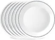 Corelle 6-Piece 8.5" Lunch Round Plates, Vitrelle Triple Layer Glass, Lightweight Round Plates, Salad Plates, Chip and Scratch Resistant, Microwave and Dishwasher Safe, Caspian, Medium, Portofino