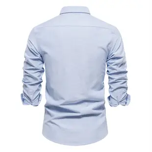 Aiopeson 100% 純棉男士襯衫單口袋長袖牛津紡襯衫男士高品質水洗商務襯衫男士