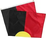 CIMAXIC Polyester Indigenous Flag 90x150cm Yellow Brass Ring Yard Decor Australia Native Culture Banner
