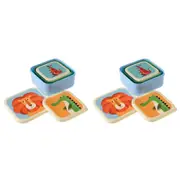 2x 3pc Rex London Kids Plastic Snack/Lunch Box Square Set Colourful Creatures