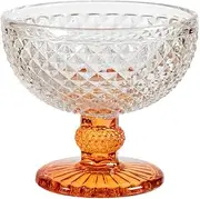 H&H Diamond Set of 6 Cups, Glass, Orange Base, 11 cm