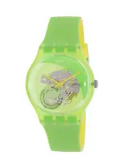 NEW LIMITED EDITION SWATCH POMME-TECH Skeleton Green Yellow Watch SUOG110