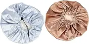 Outanaya Smooth Bonnets 2pcs Satin Stylish Sleep Turban Elastic Women Bonnet for Face Wash Makeup