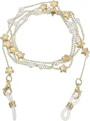 [sourcing map] Beads Eyeglass Chain, Pearl Glasses Strap Eyewear Retainer Chain Around Neck Sunglass Holder for Girls Women, Golden Star, Gold, 70