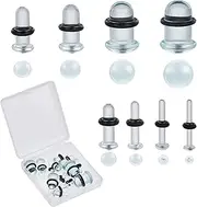NICENEEDED 16PCS Glass Ear Stretching Kit, 1.6-10mm Plugs for Ears Gauges with O-Rings, Single Flare Glass Ear Expander Body Piercing Jewelry for Women Men, 1.6-10mm, Glass