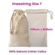 Calico Bag Drawstring Tote Calico Bags Natural S7 H20 x W10cm 1-200 lots